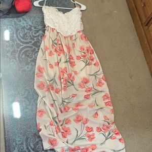 Strapless lace top sundress